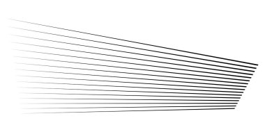 Üç boyutlu düz, paralel dinamik düzensiz çizgiler, çizgili elementler. Eylem, patlama, hızlı çizgi roman efekti çizgileri - stok vektör illüstrasyonu, klip sanatları grafikleri