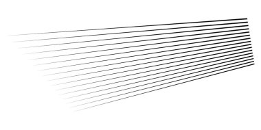 Üç boyutlu düz, paralel dinamik düzensiz çizgiler, çizgili elementler. Eylem, patlama, hızlı çizgi roman efekti çizgileri - stok vektör illüstrasyonu, klip sanatları grafikleri