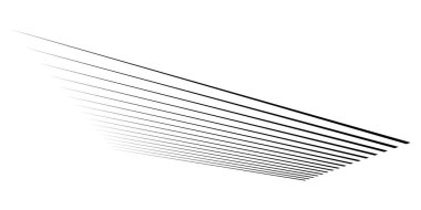 Üç boyutlu düz, paralel dinamik düzensiz çizgiler, çizgili elementler. Eylem, patlama, hızlı çizgi roman efekti çizgileri - stok vektör illüstrasyonu, klip sanatları grafikleri