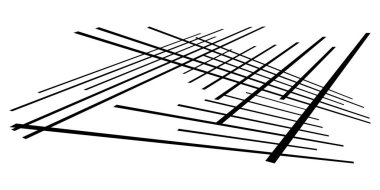 Üç boyutlu uzamsal ızgara, ızgara ve kafes soyut geometrik şekil, element. Perspektifte kesişen çizgiler - stok vektör illüstrasyonu, klip- sanat grafikleri