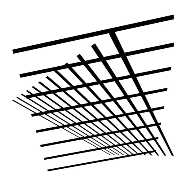 공간적 교차시키고 맞물려 시각으로 교차하는 선들을 노골적 — 스톡 벡터