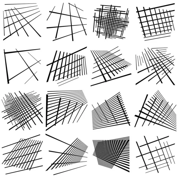 Spatial Grids Meshes Interlace Interlocking Intersecting Lines Perspective Abstract Grating — Stock Vector