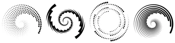 螺旋状 二重円状 同心円状の要素 渦巻サイクルループ効果形状 株式ベクトルイラスト クリップアートグラフィック — ストックベクタ