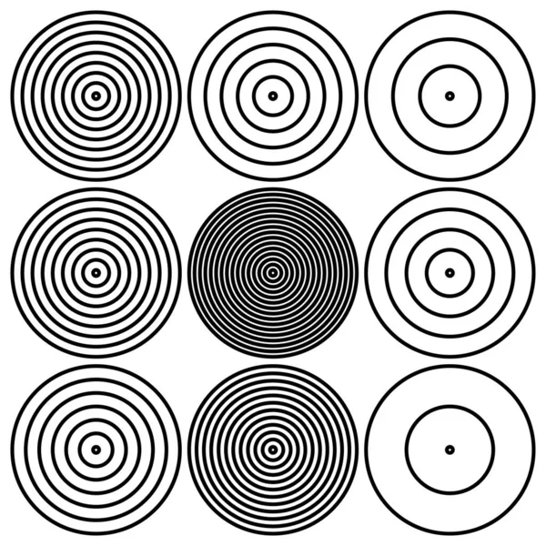 Des Cercles Concentriques Rayonnement Cercles Radiaux Lignes — Image vectorielle