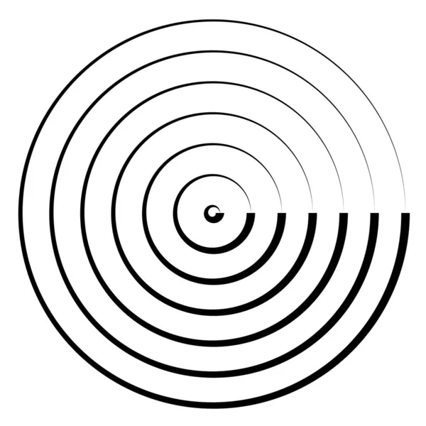 Des Cercles Concentriques Rayonnement Cercles Radiaux Lignes — Image vectorielle