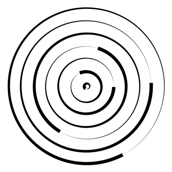 Soustředné Kruhy Radiační Radiální Kruhy Čáry — Stockový vektor