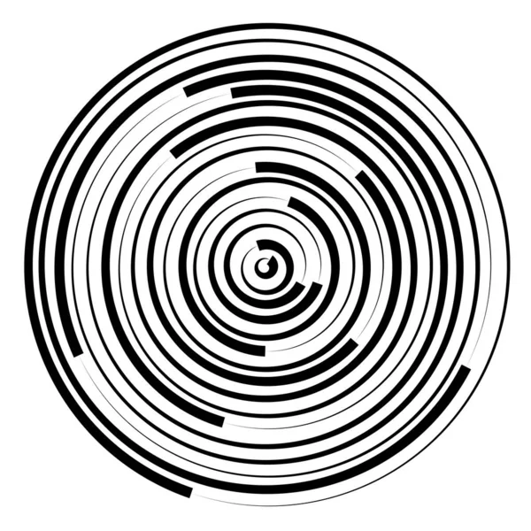 Concentrische Cirkels Stralende Radiale Cirkels Lijnen — Stockvector