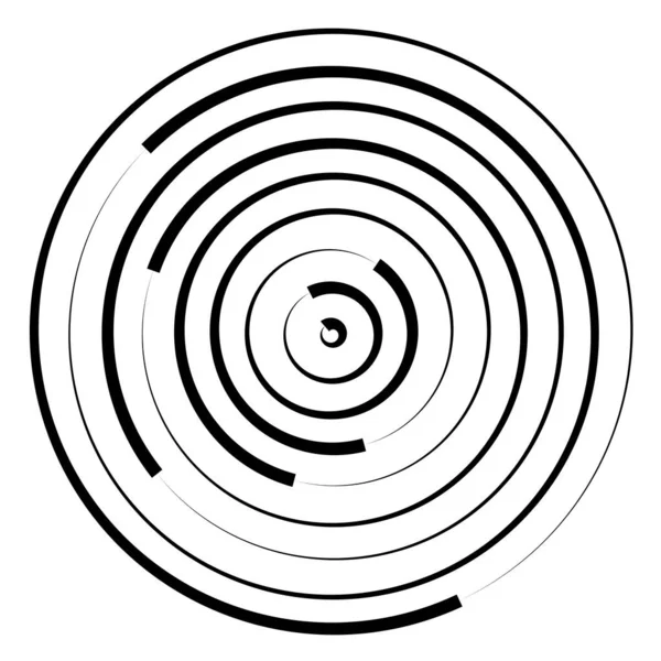 Konzentrische Kreise Strahlende Radiale Kreise Linien — Stockvektor