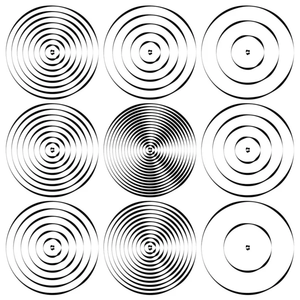 Des Cercles Concentriques Rayonnement Cercles Radiaux Lignes — Image vectorielle