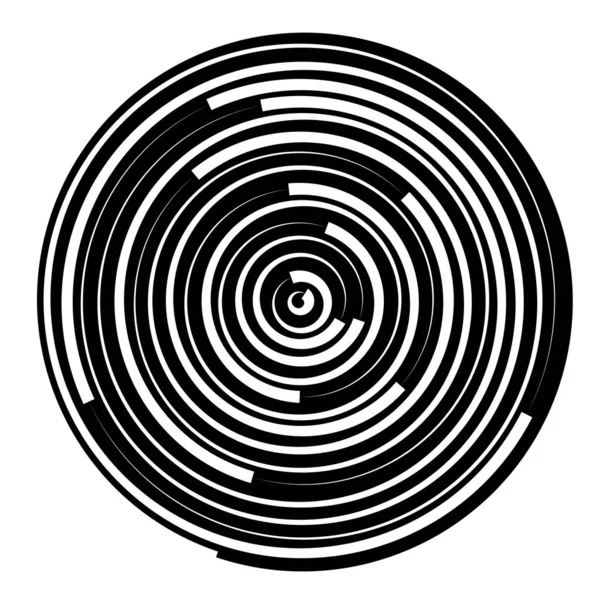 Concentrische Cirkels Stralende Radiale Cirkels Lijnen — Stockvector