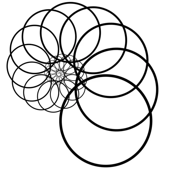 Abstracte Concentrische Cirkels Vortex Spiraalvormig Wervelend Draaiend Designelement — Stockvector