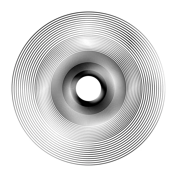 Abstracte Concentrische Cirkels Vortex Spiraalvormig Wervelend Draaiend Designelement — Stockvector