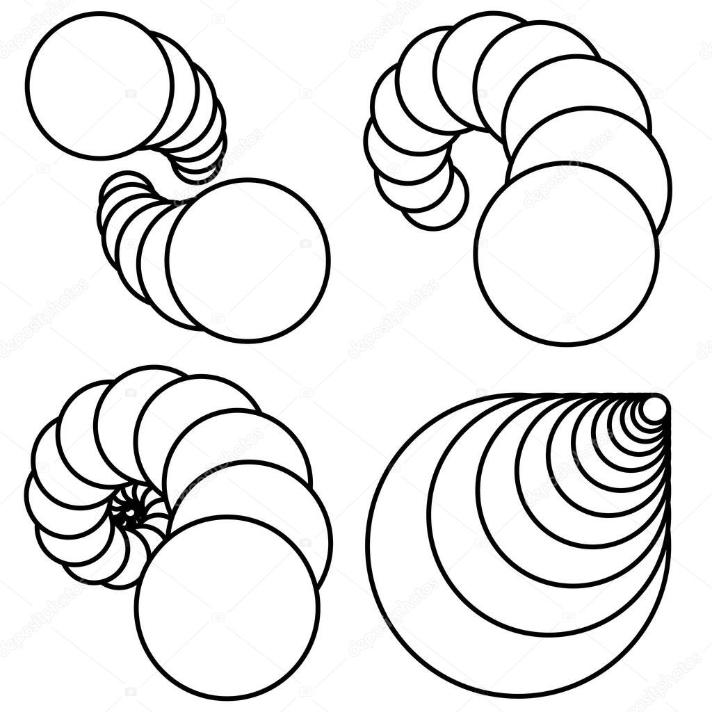 Abstract concentric circles. Vortex, spiral, swirl, twirl design element