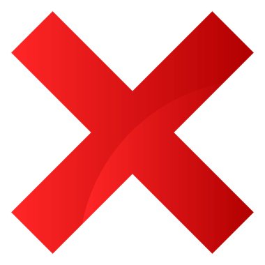 Kısıtlama olarak kırmızı X, yasaklama, bariyer, hata simgesi - stok vektör illüstrasyonu, klip- sanat grafikleri
