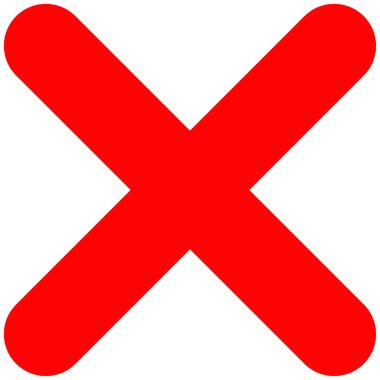 Kısıtlama olarak kırmızı X, yasaklama, bariyer, hata simgesi - stok vektör illüstrasyonu, klip- sanat grafikleri