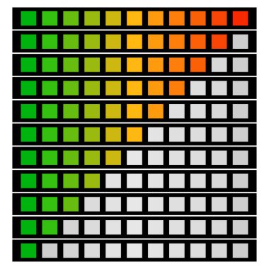 İlerleme, yükleme çubukları. Adımlar, aşamalar, indirme çubukları - stok vektör illüstrasyonu, kırpma sanatı grafikleri
