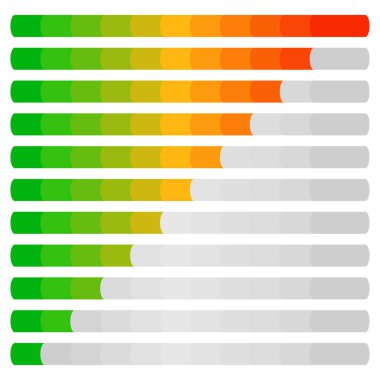 İlerleme, yükleme çubukları. Adımlar, aşamalar, indirme çubukları - stok vektör illüstrasyonu, kırpma sanatı grafikleri