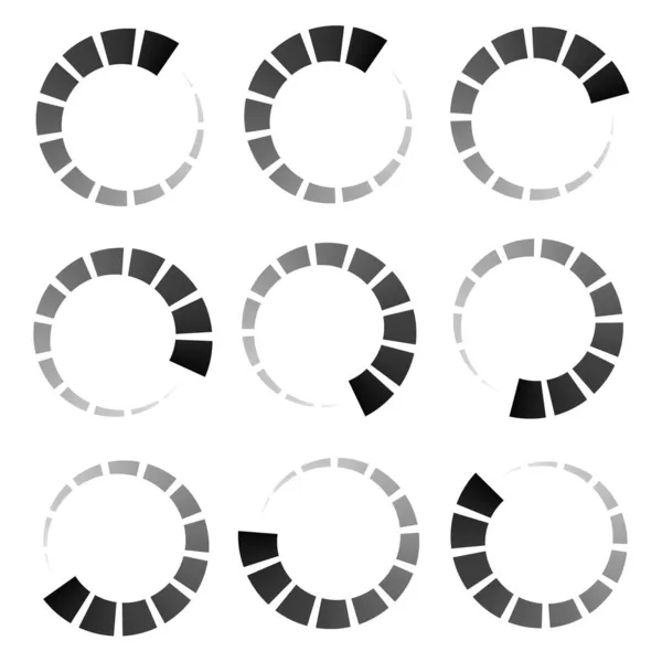 Vooruitgang Stappen Fasen Indicator Voorlader Buffervorm Cirkel Cirkelvormig Laad Icoon — Stockvector