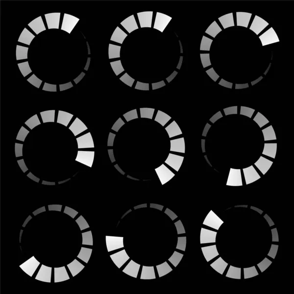Индикатор Прогресса Шагов Фаз Предпогрузчик Буфер Формы Круг Значок Круговой — стоковый вектор