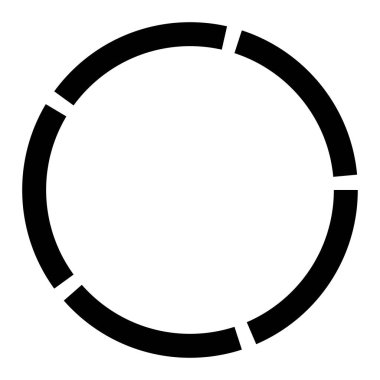 5 parça, bölümlü çember. Soyut kesikli çizgiler dairesel geometrik element - stok vektör illüstrasyonu, klip-sanat grafikleri