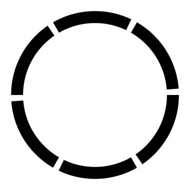 6 parça, bölümlü çember. Soyut kesikli çizgiler dairesel geometrik element - stok vektör illüstrasyonu, klip-sanat grafikleri