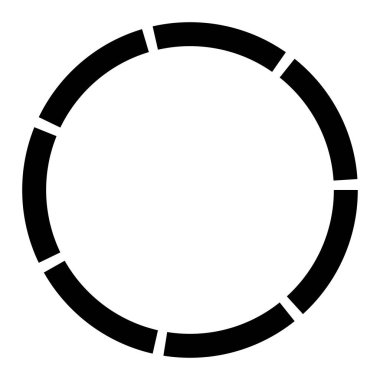 7 bölüm, bölümlü çember. Soyut kesikli çizgiler dairesel geometrik element - stok vektör illüstrasyonu, klip-sanat grafikleri