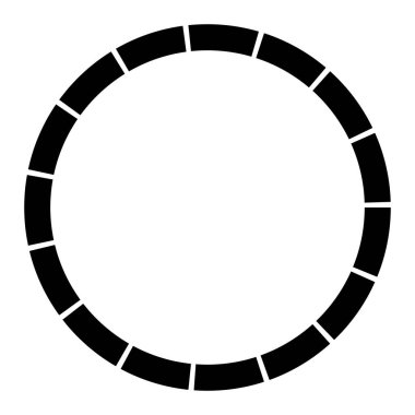16 bölüm, bölümlü çember. Soyut kesikli çizgiler dairesel geometrik element - stok vektör illüstrasyonu, klip-sanat grafikleri