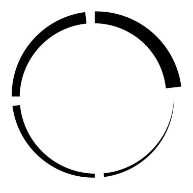 4 bölüm, bölümlü çember. Soyut kesikli çizgiler dairesel geometrik element - stok vektör illüstrasyonu, klip-sanat grafikleri