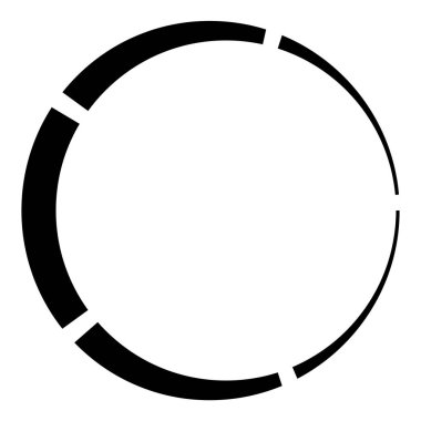 5 parça, bölümlü çember. Soyut kesikli çizgiler dairesel geometrik element - stok vektör illüstrasyonu, klip-sanat grafikleri