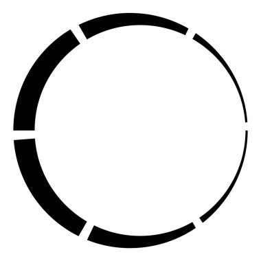 6 parça, bölümlü çember. Soyut kesikli çizgiler dairesel geometrik element - stok vektör illüstrasyonu, klip-sanat grafikleri