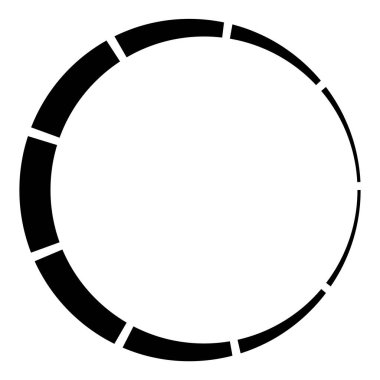 9 bölüm, bölümlü çember. Soyut kesikli çizgiler dairesel geometrik element - stok vektör illüstrasyonu, klip-sanat grafikleri