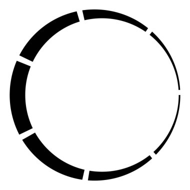 7 bölüm, bölümlü çember. Soyut kesikli çizgiler dairesel geometrik element - stok vektör illüstrasyonu, klip-sanat grafikleri
