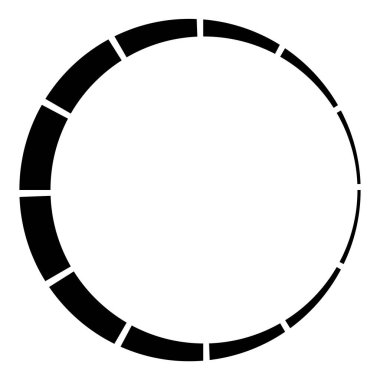 12 bölüm, bölümlü çember. Soyut kesikli çizgiler dairesel geometrik element - stok vektör illüstrasyonu, klip-sanat grafikleri