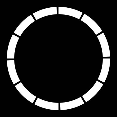 12 bölüm, bölümlü çember. Soyut kesikli çizgiler dairesel geometrik element - stok vektör illüstrasyonu, klip-sanat grafikleri
