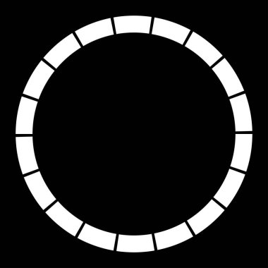 18 parça, bölümlü çember. Soyut kesikli çizgiler dairesel geometrik element - stok vektör illüstrasyonu, klip-sanat grafikleri