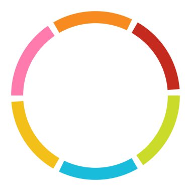 6 parça, bölümlü çember. Soyut kesikli çizgiler dairesel geometrik element - stok vektör illüstrasyonu, klip-sanat grafikleri