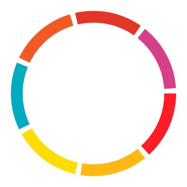 7 bölüm, bölümlü çember. Soyut kesikli çizgiler dairesel geometrik element - stok vektör illüstrasyonu, klip-sanat grafikleri