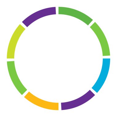 Sekizinci bölüm, bölümlü çember. Soyut kesikli çizgiler dairesel geometrik element - stok vektör illüstrasyonu, klip-sanat grafikleri