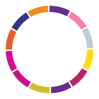 12 bölüm, bölümlü çember. Soyut kesikli çizgiler dairesel geometrik element - stok vektör illüstrasyonu, klip-sanat grafikleri