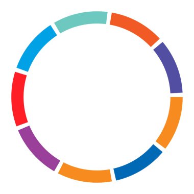 9 bölüm, bölümlü çember. Soyut kesikli çizgiler dairesel geometrik element - stok vektör illüstrasyonu, klip-sanat grafikleri