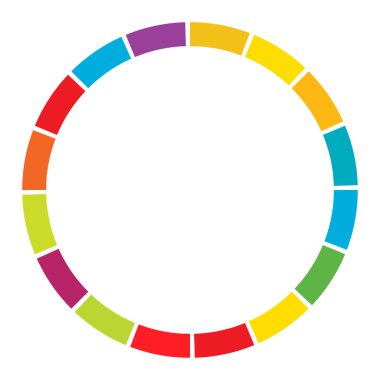 15 bölüm, bölümlü çember. Soyut kesikli çizgiler dairesel geometrik element - stok vektör illüstrasyonu, klip-sanat grafikleri