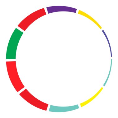 10 bölüm, bölümlü çember. Soyut kesikli çizgiler dairesel geometrik element - stok vektör illüstrasyonu, klip-sanat grafikleri