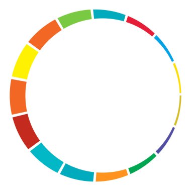 16 bölüm, bölümlü çember. Soyut kesikli çizgiler dairesel geometrik element - stok vektör illüstrasyonu, klip-sanat grafikleri