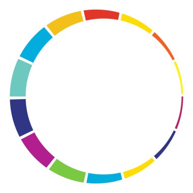 14 bölüm, bölümlü çember. Soyut kesikli çizgiler dairesel geometrik element - stok vektör illüstrasyonu, klip-sanat grafikleri