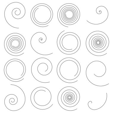 Sarmal, girdap, dönme elementi. Bine, filizsel şekiller. Kıvrımlı, kıvrımlı ve kıvrımlı çizgiler - stok vektör illüstrasyonu, klip- sanat grafikleri