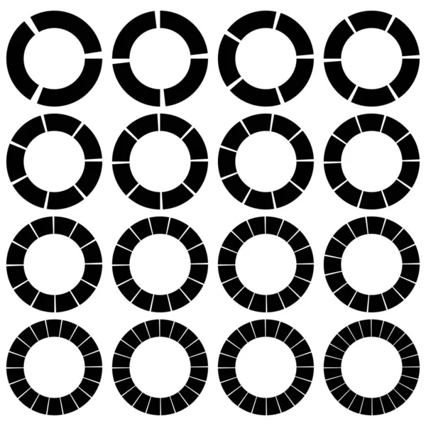 Segmentierte Geteilte Kreise Mit Teilen Abschnitten Kuchendiagramm Kuchendiagramm Ähnliches Infografik — Stockvektor