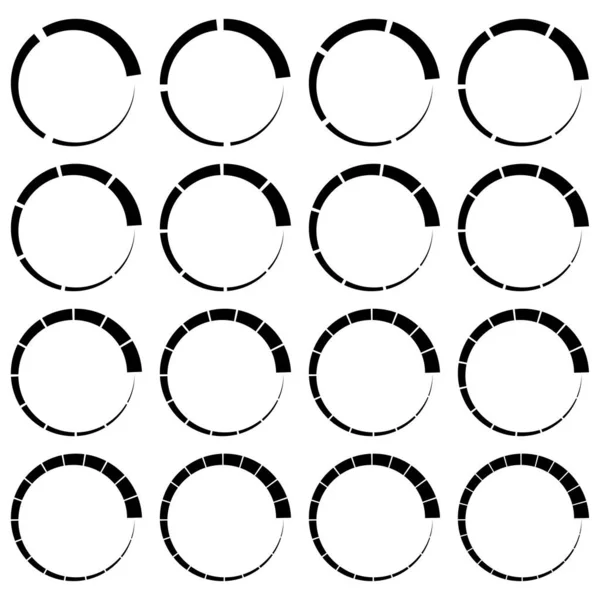 Gesegmenteerde Verdeelde Cirkels Met Delen Secties Taartdiagram Taart Grafiek Achtig — Stockvector