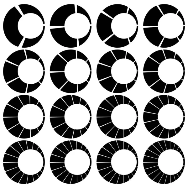 Segmenterad Uppdelade Cirklar Med Delar Sektioner Pajdiagram Cirkeldiagram Liknande Infografiskt — Stock vektor