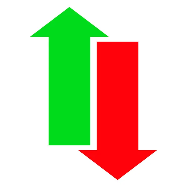 Freccia Verde Rossa Giù Freccia Rivolta Verso Alto Verso Basso — Vettoriale Stock
