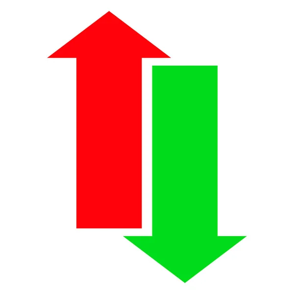 Green Red Arrow Arrow Pointing Upwards Downwards — Stock Vector